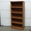 Oak 5 Shelf Adjustable Book Case Shelving  w Decorative Trim
